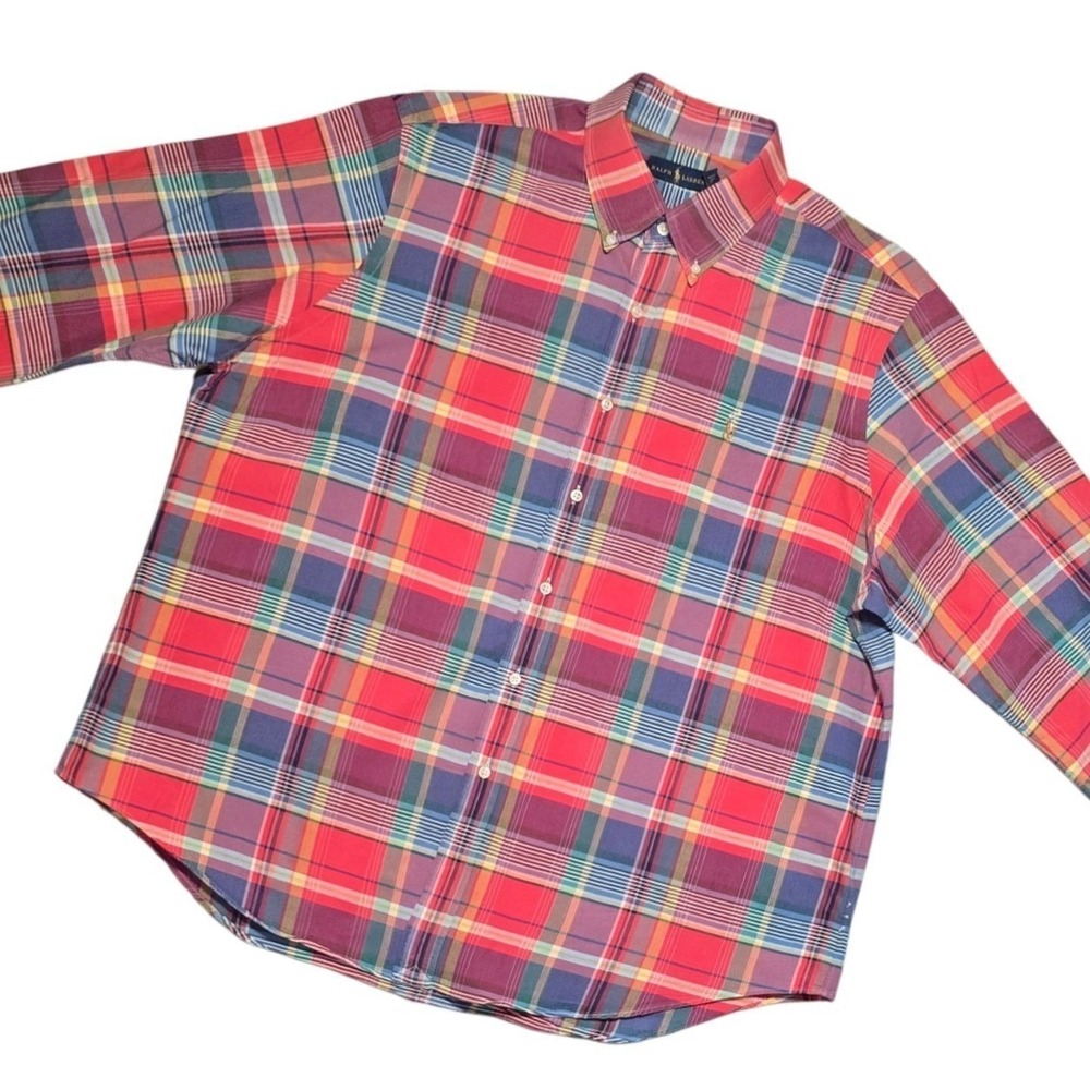 Ralph Lauren Plaid Button Down Shirt Men's XXL Long Sleeve Multicolor Logo - Picture 9 of 9